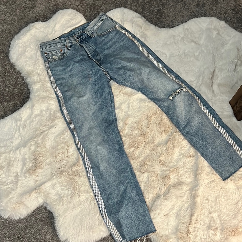 Levi Straight Leg Rhinestone Jeans